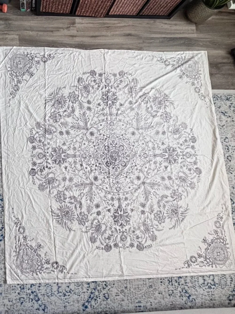 Urban Outfitters Home Purple and Cream Patterned Duvet Cover